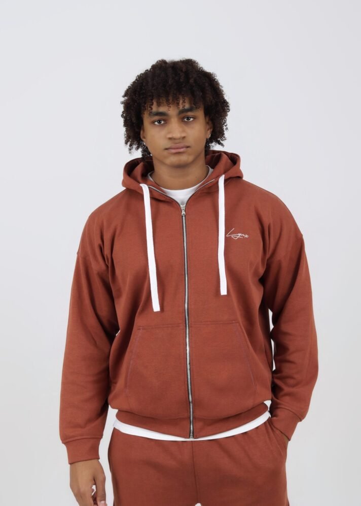 Zipped Unisex Oversized Hoodie - Pumpkin Amber