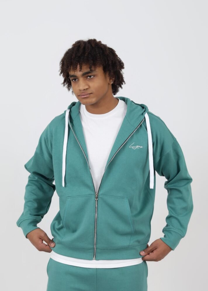 Zipped Unisex Oversized Hoodie - Teal Color
